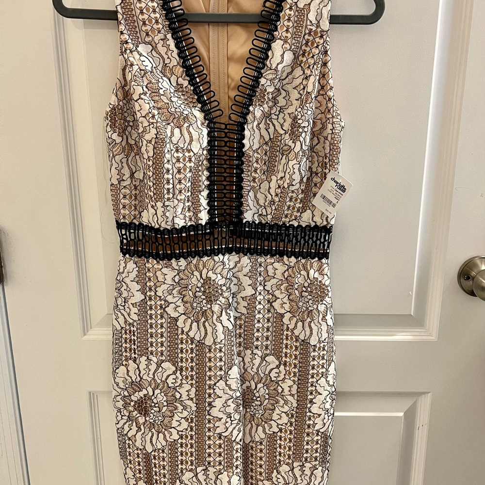 Nude and black Medi lace dress